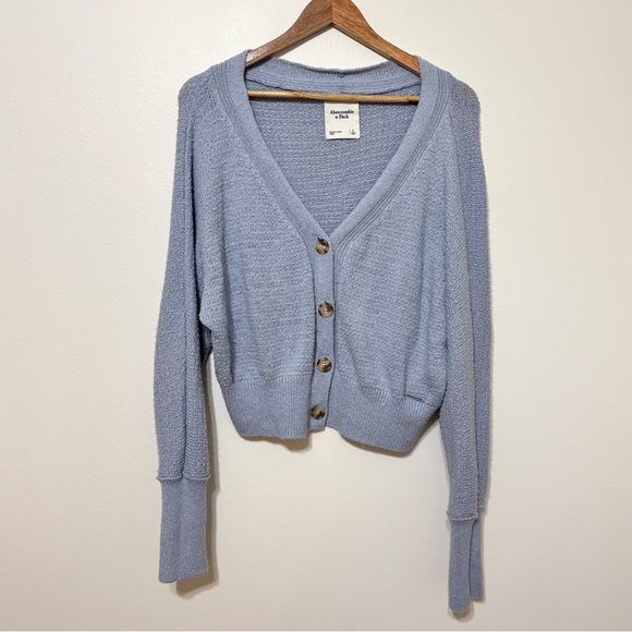 Abercrombie & Fitch Cardigan Size Large Blue Button Up Lightweight Knit Sweater - Picture 2 of 8
